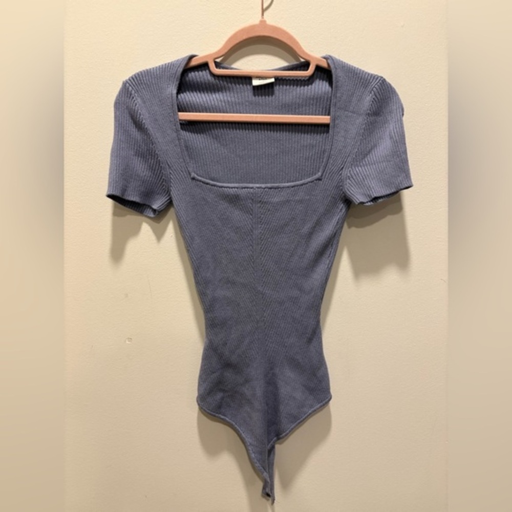 Abercrombie & fitch portrait square neck ribbed bodysuit small